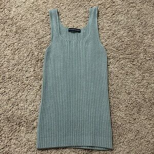 Brandy Melville Square neck green knit tank